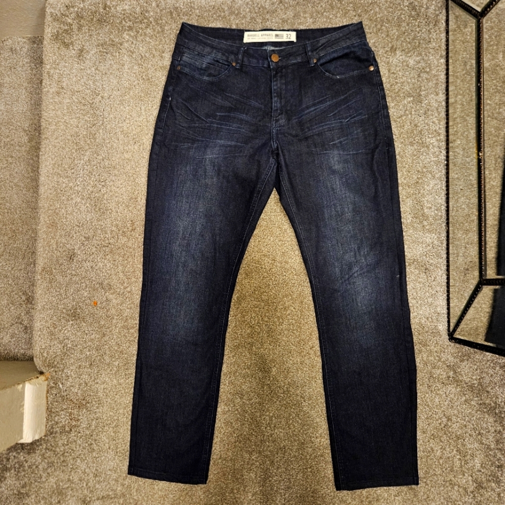 EUC Barbell Apparel Mens  Straight Leg Jeans 32x31 Dark Wash Athletic MSRP $149